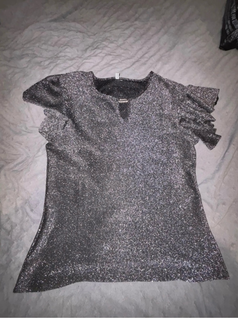 Ashley Blue Silver Glitter Short Sleeve Top